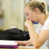Kirsten Randall, senior, studies her homework in the library after school.