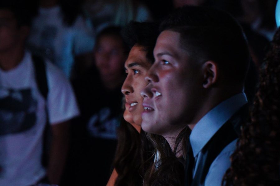 Homecoming royalty mesmerized by the homecoming rally festivities.
