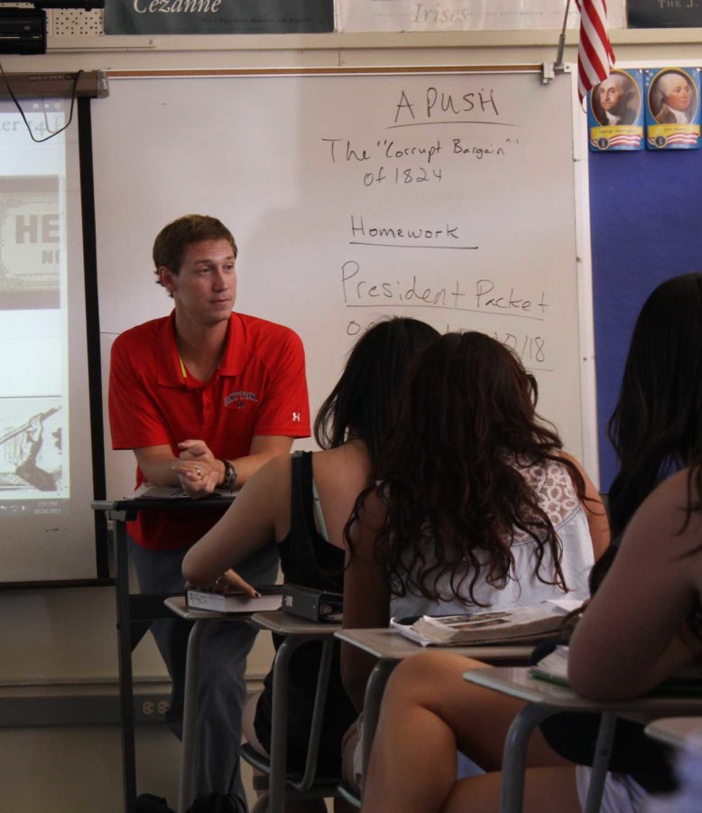 Mr. Matthew Doyle, AP US History teacher, lecturing to his class.