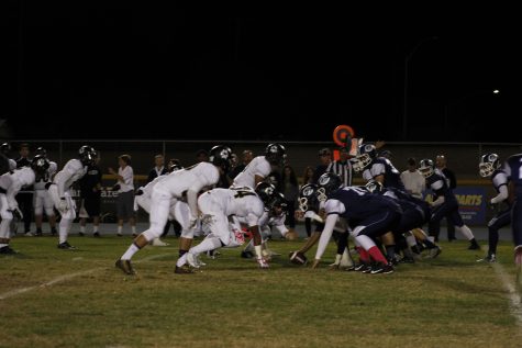 The Scorpions form an offensive line-up against Calabasas's starting defense during the third quarter.