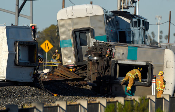 A metrolink train was derailed in Oxnard after colliding with a halted truck present on the tracks, contributing to some community members desires to prevent the allowance of oil trains on the same tracks.