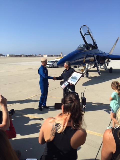 Varsity football Coach Jack Willard  today, having no previous aviation experience,  flew high with the Blue Angels at Point Mugu Naval Base. Willard was recognized as a key influencer on the youth of Camarillo by sharing his passions and loves with his students and team. His love of football and his dedication to his team earned him the once in a lifetime experience. “It’s a tremendous honor to think that somebody felt I was qualified enough to get in a plane with those guys and fly,” he said. The Blue Angels will perform this weekend at the Pt. Mugu Naval Air Station Air Show.
