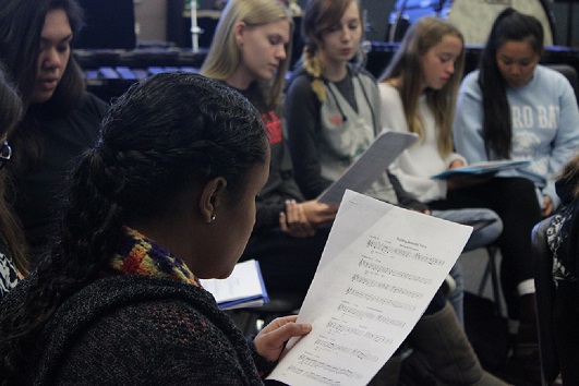 Fourth period choir class practices for their annual Christmas concert.