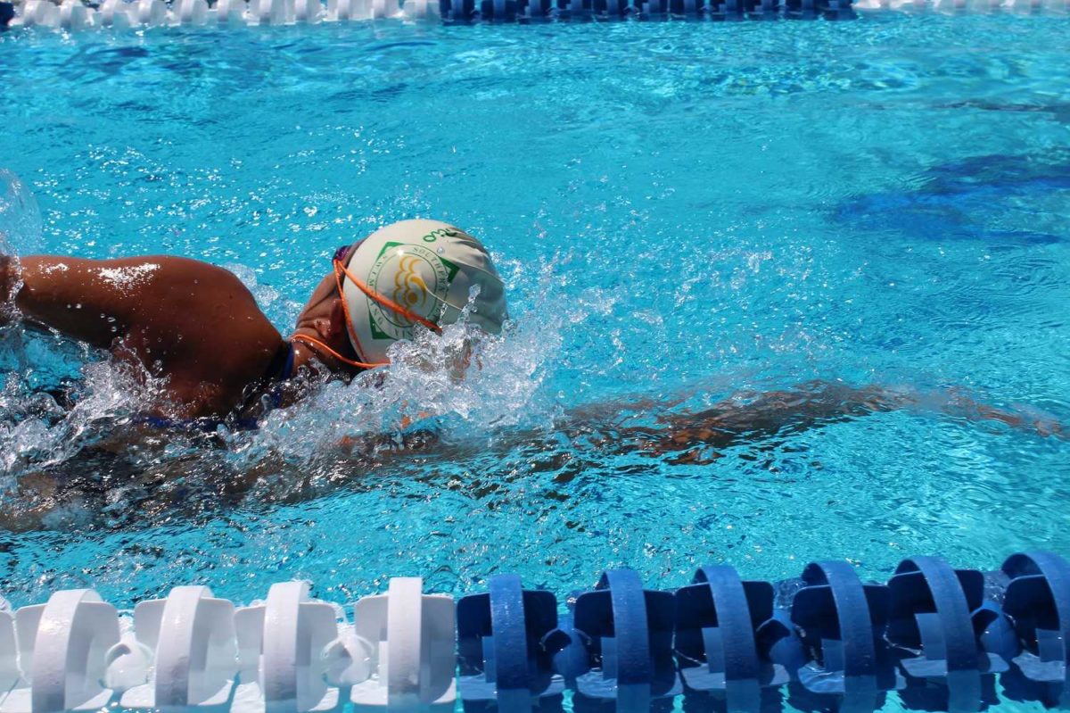Brittany+Lam%2C+one+of+four+girls+to+break+the+record+for+the+200+medley+relay%2C+practices+swimming+laps+in+the+pool.
