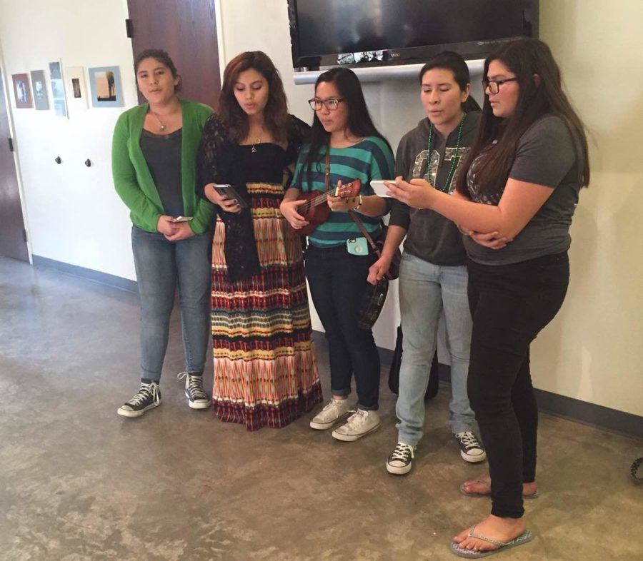 The acapella group, Crecendo, performs at CSU Channel Islands during an art exposition. 