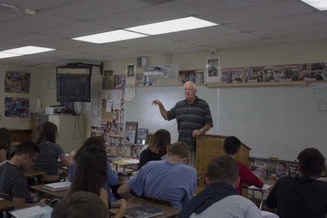 Mr. William Dowden lecturing to his third period Criminal Justice class. The class has been running since last year's spring semester.