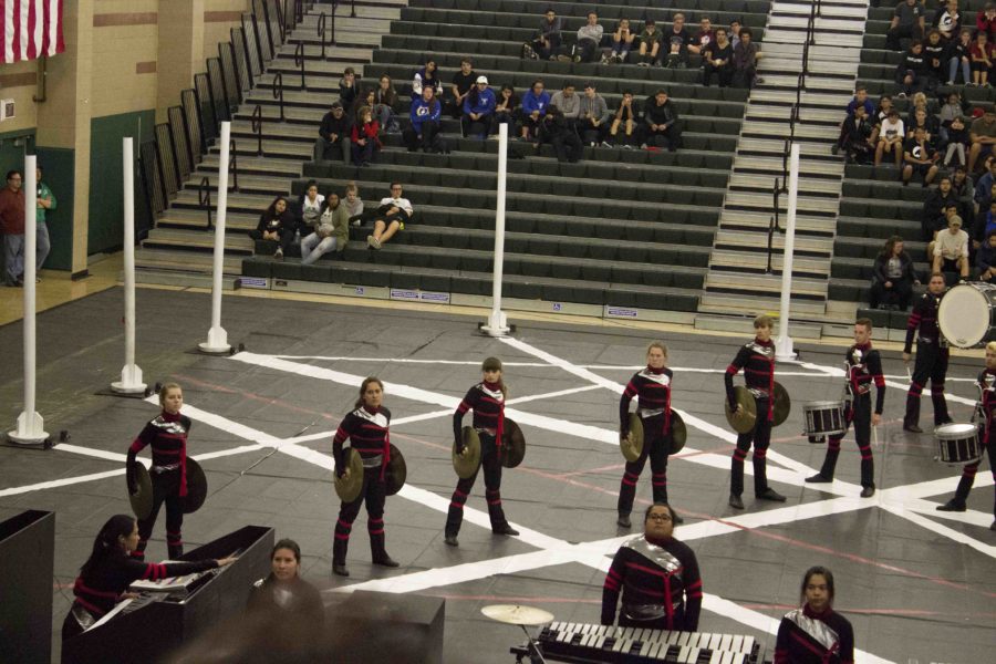 Cam High's drum line performing their show 