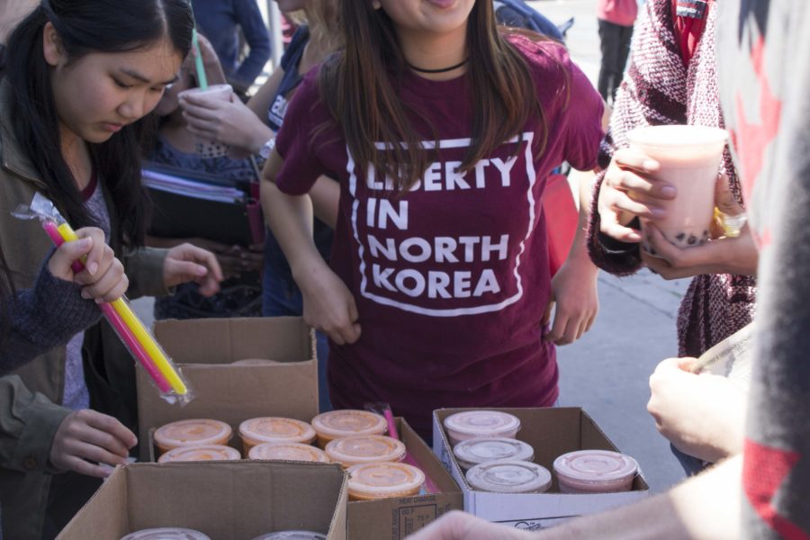 Liberty in North Korea club held a boba fundraiser in front of the school. Profit was donated to the organization.