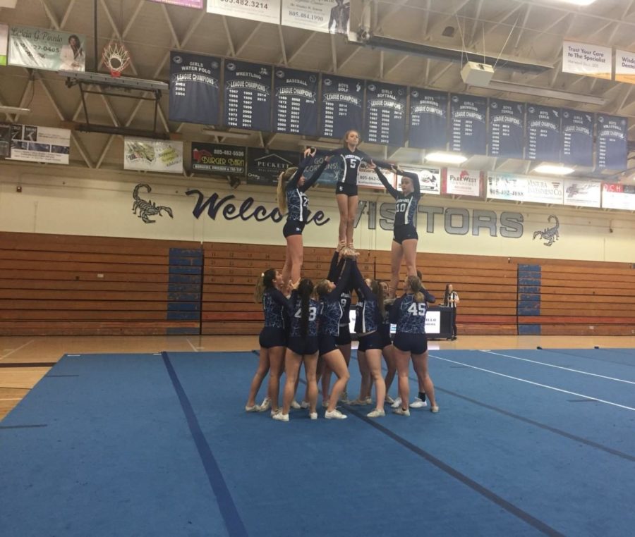 Provided by: Twitter

Cam High stunt team preforms at their first legue  game. 