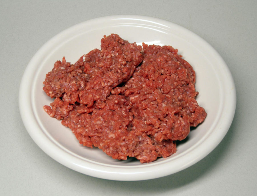 Ground beef that has been recently recalled due to a Salmonella outbreak.
