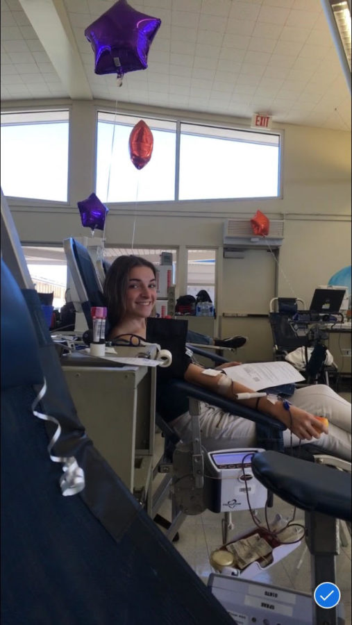 Junior Megan Brown donating blood on Dec. 11, 2018.