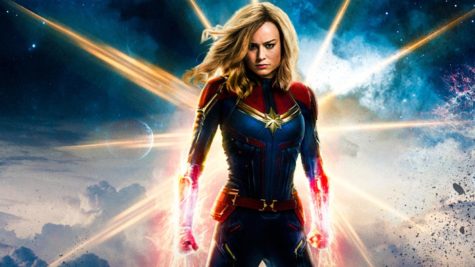 Movie poster for Marvel's new origin film that focuses on the story of Captain Marvel.
