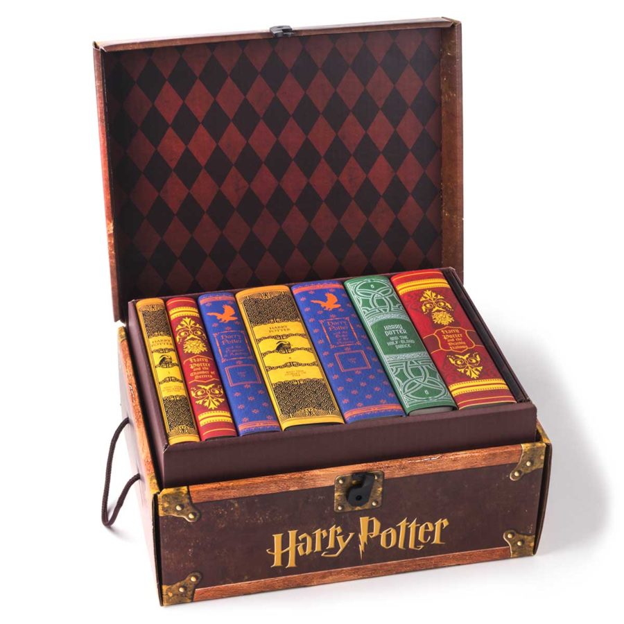 A box of the Harry Potter novels written by J.K. Rowling.