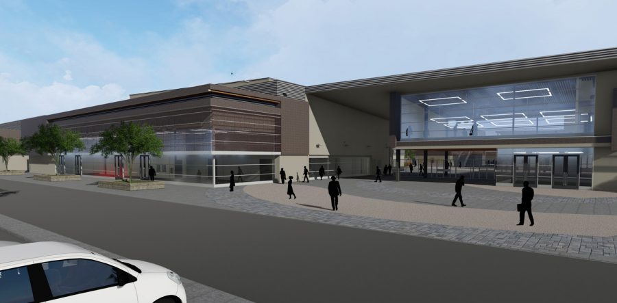 WLC Architects plan of construction for Del Sol High Schools Performing Arts Center and Main Entrance