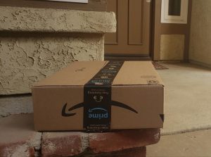 Amazon Package sitting on the porch.
