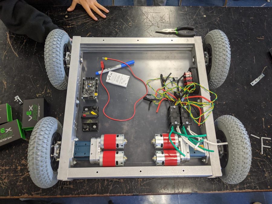 The Cam High Robotics team, which meets every Wednesday after school from 3:30-5:30, has made significant progress on a robot set to participate in a beach clean up.