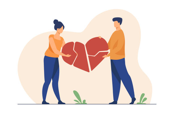 Couple mending broken pieces of heart. Being open and honest in a relationship can help ensure both health and happiness for partners.