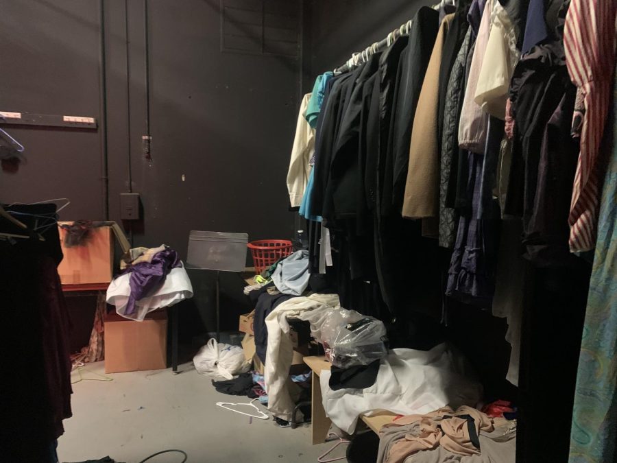 Much of the drama equipment is old and the room is generally unorganized and dirty.