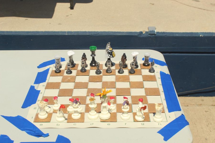 Chess Club created a chess board that attempted to reflect environmental sustainability and recycling.