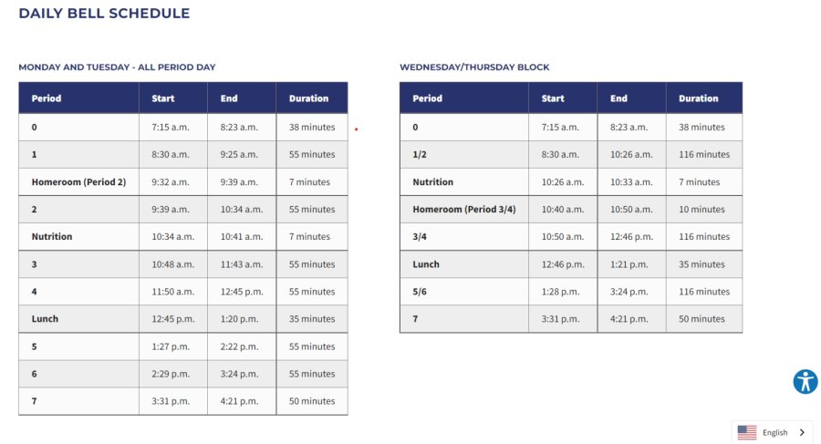 Cam High has three independently operating bell schedules.
Image courtesy of the ACHS website.